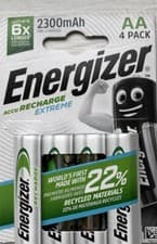 Image of Energizer E300849600 Extreme AA 2300mAh Rechargeable Batteries - Pack of 4