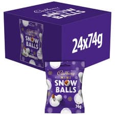 Image of Cadbury Dairy Milk Chocolate Mini Snow Balls Bag 74g x 24 - Tracked Postage