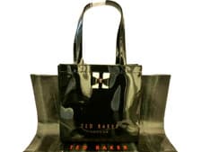 Image of Ted Baker Tote HandBag Women Peticon SMALL Bow Icon Black Pvc Shoppers Bag NEW