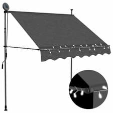 Image of Manual Retractable Awning with LED White and Orange Outdoor Canopy vidaXL