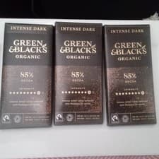 Image of 3x   Green & Black's Organic 85% Dark Chocolate Bar 90g vegan friendly