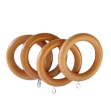Image of 45mm Wooden Curtain Hanging Ring Hooks with Eyes Natural Wood Pole Rod Rings