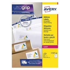 Image of Avery White 99.1x139mm Laser Parcel Labels / 4 Per Page / 100 Sheets / L7169-100