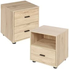 Image of 1 Or 2 Drawer Wooden Bedside Table Cabinet Bedroom Furniture Storage Nightstand