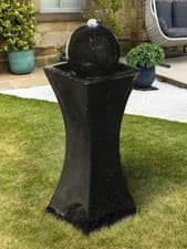 Image of Orba Solar Powered Black Column and Ball Garden Water Feature Self Contained LED
