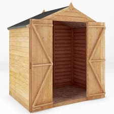 Image of 6x4 WOODEN GARDEN SHED DOUBLE DOORS OUTDOOR STORAGE WINDOWLESS APEX ROOF 6ft 4ft