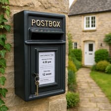 Image of Post Box Black Wall Mount Large Letterbox with Lock Outdoor Mailbox Cast Iron