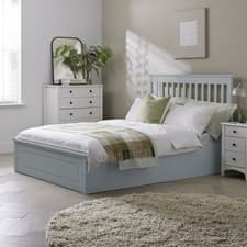 Image of Aspley Kingsize Wooden End Lift Ottoman Bed- Grey |Space Saving Sleep Solution