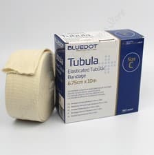 Image of Elasticated Tubular Support Bandage Size C. 6.75cm Flat Width x 10m. Full Roll.