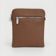 Image of HUGO BOSS Highway All Leather Zip Bag  50529289 Brown