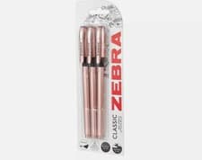 Image of Zebra Classic Rose Gold Ballpoint Pens Black Ink Pack of 3