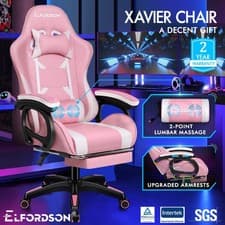 Image of ELFORDSON Office Chair Massage Padded High Back Recliner Swivel Ergonomic Gaming