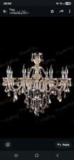 Image of K9 Crystal Chandelier Clear Glass Droplets Chrome 5 Arm Pendant Lamp Lighting L