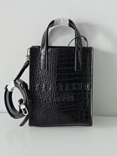 Image of Ted Baker Croc Detail Mini Icon Bag - BLACK