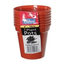 Image of Whitefurze Strong Plastic Terracotta 0.5 Litre Garden Plant Pot 7 Pack - 10cm