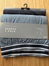 Image of M&S Mens 2 Pack Loungewear Shorts Pyjamas Pure Cotton Size 2XL Pyjama Shorts 