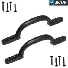 Image of Black Cast Iron Door Pull Handle 4'' or 6" Hot Bed Sash D Pull Shed Garden Gate