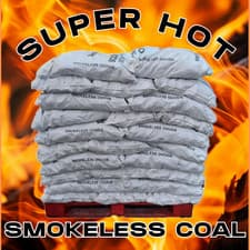 Image of 50x 20kg bags of SUPER HOT Smokeless Coal -full pallet delivery FREE NATIONWIDE