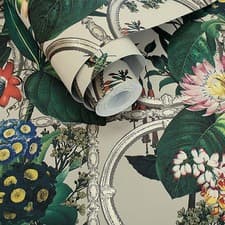 Image of Holden Alata Wallpaper 91431 Beige Large Leaves Flowers Pattern Feature Wall
