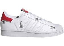 Image of Adidas superstars trainers vivid red recycled all sizes GV7672