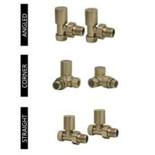 Image of Manual Radiator Valves Round Square Angled Straight Corner 1/2"/15mm 5 Year Wty
