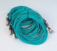 Image of Pack of 5 XLR Microphone Cables 6m Green – Soft Flexible Leads Rewireable Plugs