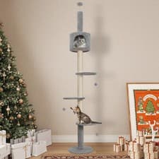 Image of Floor to Ceiling Cat Tree Tower Climbing Activity Center Scratching Post Condo