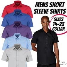 Image of Mens Short Sleeve Shirt Oxford Easy Iron Classic Formal Workwear Smart Plus Size