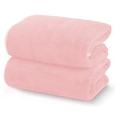 Image of TENSTARS Silk Hemming Bath Towels for Bathroom 2 Piece Towels, Pink