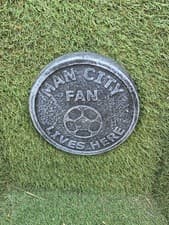 Image of Man City Concrete Hanging Plaque Man Cave Sign Garden Ornament Decoration