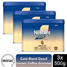 Image of Nescafe Gold Blend Decaff Instant Coffee Granules, 3x500g