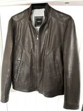 Image of Exceptional Hugo Boss Brown Lamb Leather Jacket RRP £599 Men’s Medium 40 Chest