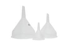 Image of 8/14/18cm Clear Plastic Funnels Set of 3 Multi Purpose Liquid Oil Kitchen Lab