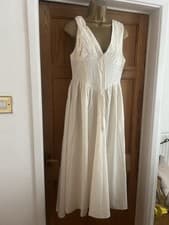 Image of Ladies Ivory Midi Boho Dress By Kouvr Size S BNWT Back Zip Closure