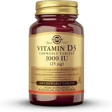 Image of Solgar Vitamin D3 1000 IU (25 µg) Chewable Tablets - Pack of 100 Healthy Bones