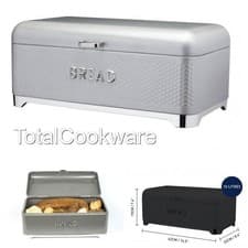 Image of KitchenCraft Steel Large Bread Bin Grey Geometric Design Retro Inspired