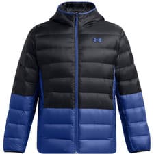 Image of UNDER ARMOUR Mens Black & Blue Down Hooded Heavyweight Puffer Jacket Medium BNWT