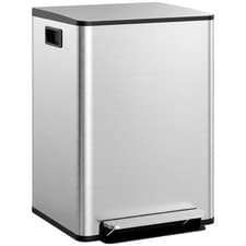 Image of HOMCOM 2 x 30L Double Kitchen Bin, Pedal Bin with Soft-Close Lid, Silver