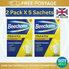 Image of Beechams Cold & Flu Hot Lemon & Honey (2 Pack & 5 Sachets)