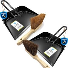 Image of Dustpan and Brush Set Heavy Duty Wide Dust Pan Hand Cleaning Garden Sweeping