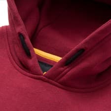 Image of Caterpillar Trademark Banner Hooded Sweatshirt Brick Logo Graphic on wearer's