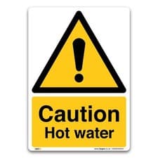 Image of Caution Hot water Sign - Vinyl Sticker - Warning Construction Security