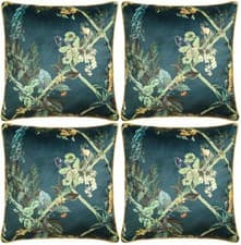Image of Laurence Llewelyn-Bowen LLB Velvet Floral Scatter Cushion Cover 55x55 Green 4pcs