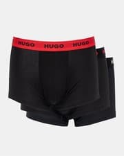 Image of HUGO 3-Pack Mens Trunks with Coloured Waistbands - Black 010