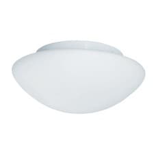 Image of 23cm White Finish Metal Flush Bathroom Ceiling Light with Opal Glass Dome Shade