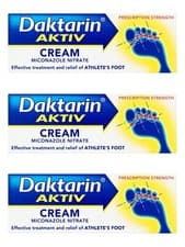 Image of 3 x DAKTARIN Aktiv Cream (30g) Miconazole Nitrate 2% w/w Athlete's Foot