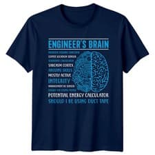 Image of Engineers Brain Problem Solving Function T-Shirt Mechanical Engineering
