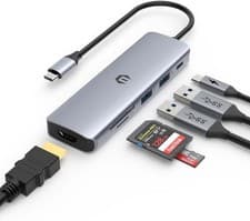 Image of USB C Hub 6 in 1 HDMI 4K USB 3.0 SD TF Card Reader Type C Adapter Dock PD 100W