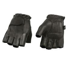 Image of Milwaukee Leather SH850 Men's Black Deerskin Leather Fingerless Gloves Gel Palm