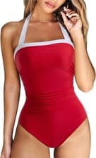 Image of DOULAFASS Tummy Control Swimwear High Neck Swimming Costume Women Bandeau Strap